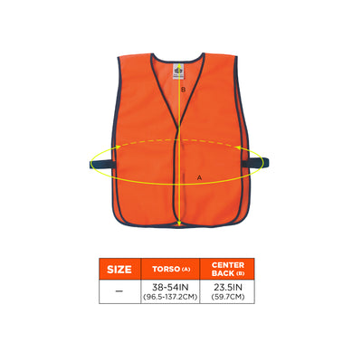 Ergodyne GloWear 8010HL Hi-Vis Safety Vest - Non-Certified, Hook + Loop, Economy - Orange
