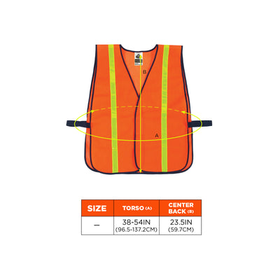 Ergodyne GloWear 8040HL Hi-Vis Safety Vest with Combined Performance Tape - Non-Certified, Hook & Loop - Orange