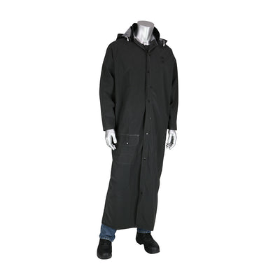 Base35FR Premium 60" Duster Raincoat w/Limited Flammability - 0.35 mm - Black - 1/EA - 205-322FR