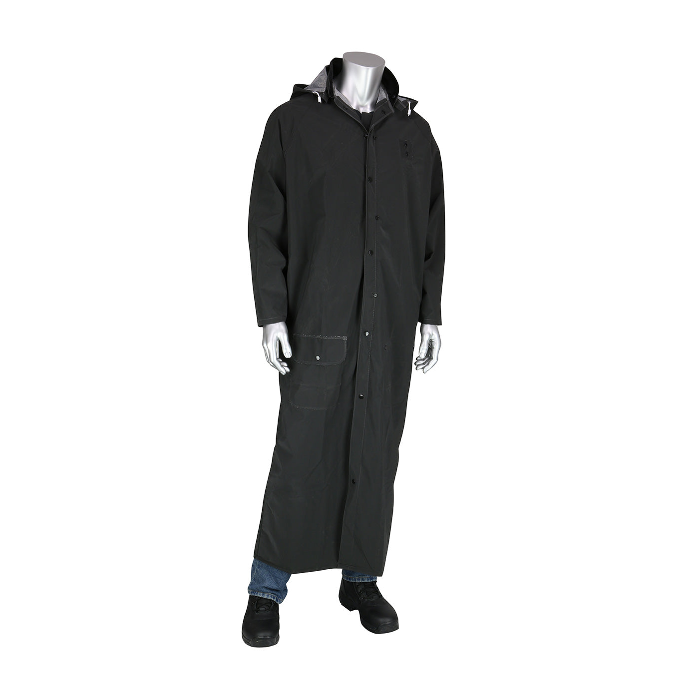 Base35FR Premium 60" Duster Raincoat w/Limited Flammability - 0.35 mm - Black - 1/EA - 205-322FR