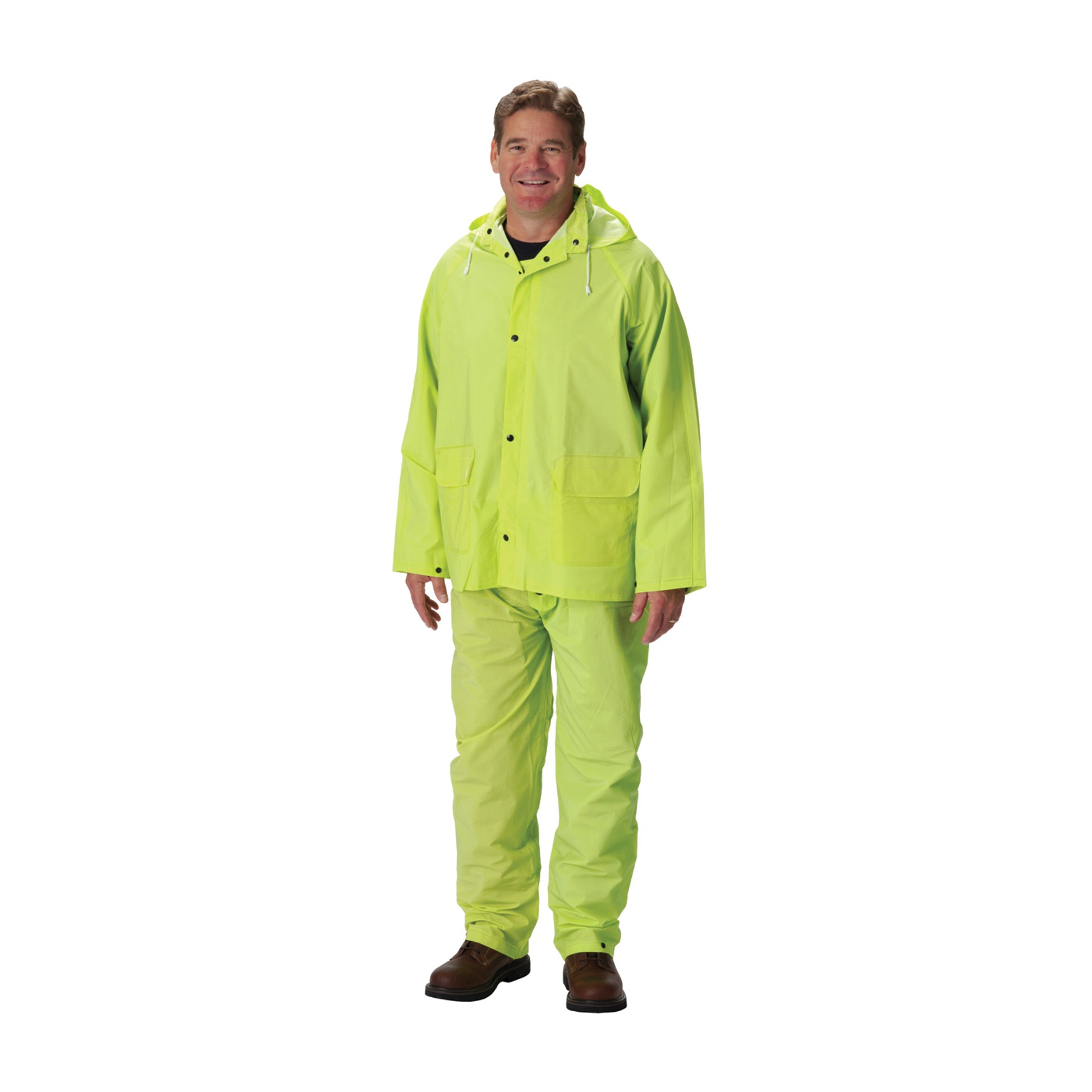 Base35 Rainwear Premium Hi-Vis Three-Piece Rainsuit - 0.35mm - Green - 1/EA - 201-355
