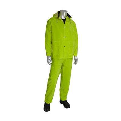Base35 Rainwear Premium Hi-Vis Three-Piece Rainsuit - 0.35mm - Green - 1/EA - 201-355