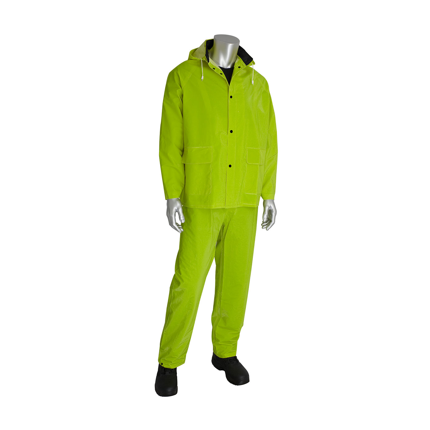 Base35 Rainwear Premium Hi-Vis Three-Piece Rainsuit - 0.35mm - Green - 1/EA - 201-355