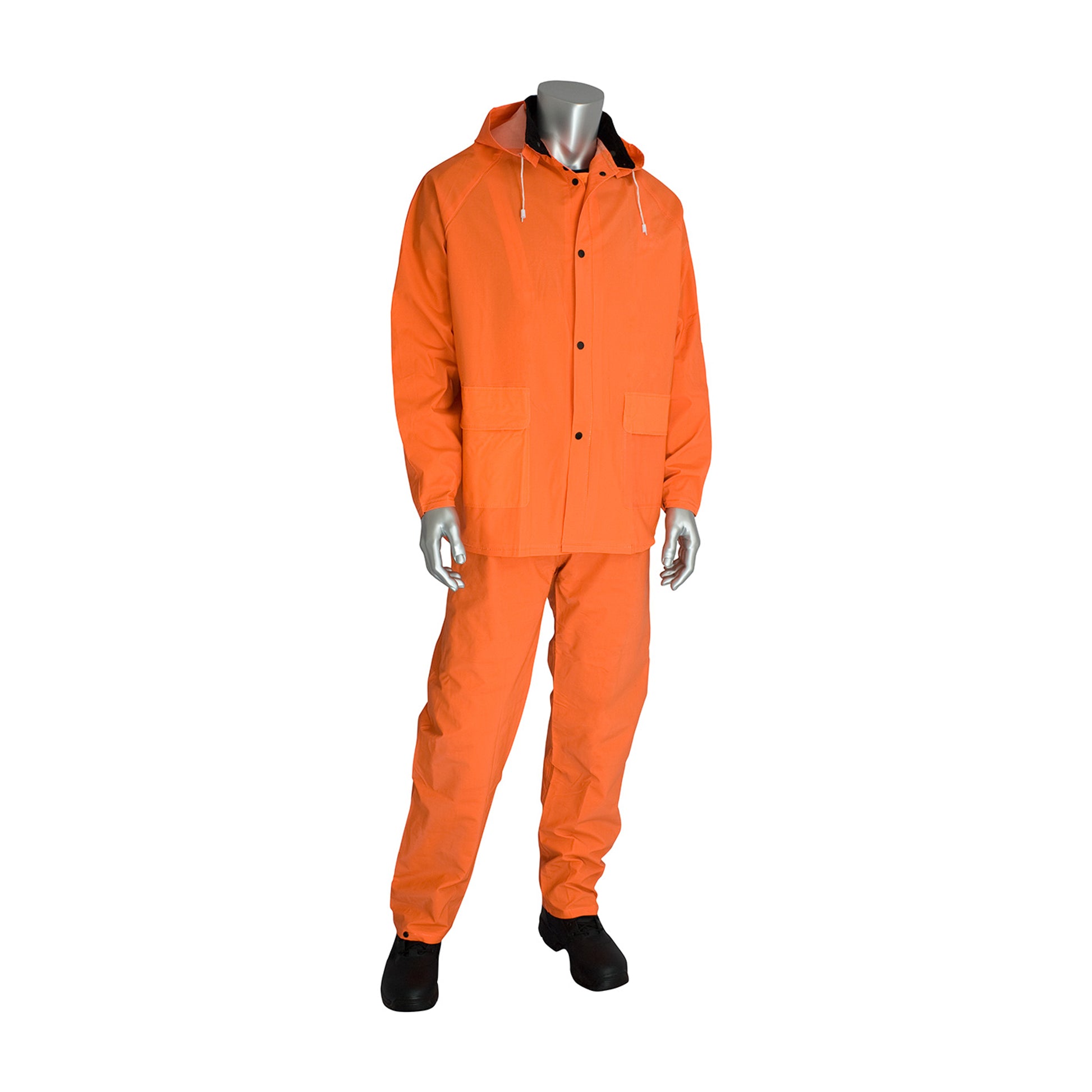 Base35 Rainwear Premium Hi-Vis Three-Piece Rainsuit - 0.35mm - Orange - 1/EA - 201-360