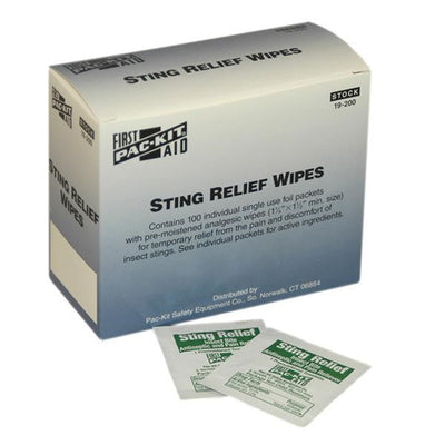 Sting Relief Wipes, 100/Box - 19200
