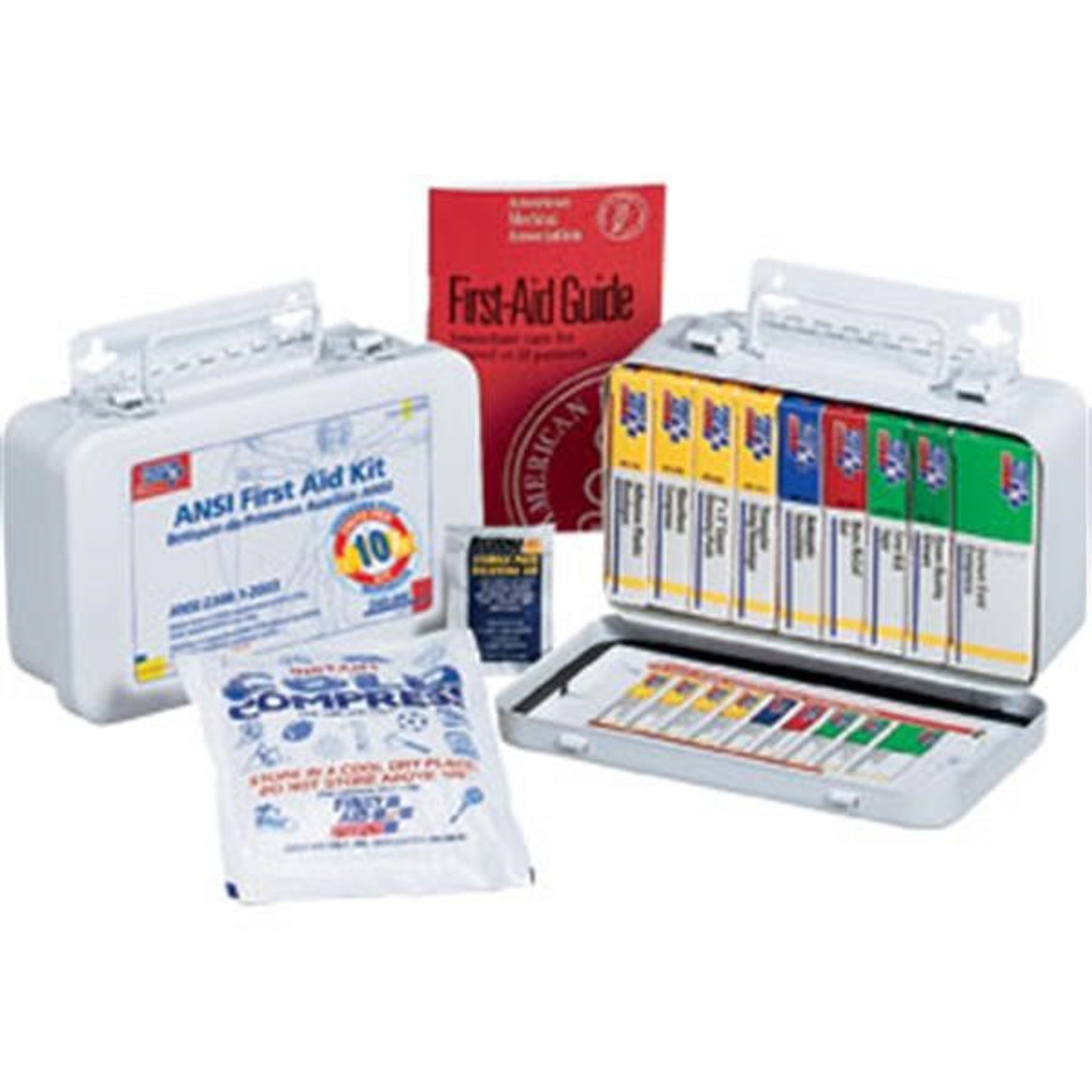 10-Unit, 64-Piece Unitized First Aid Kit w/ Gasket, Metal - 240AN