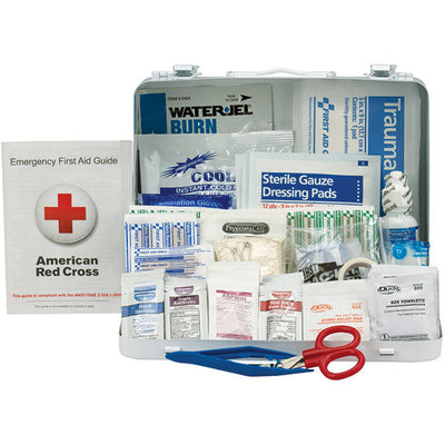 25-Person, 141-Pc ANSI A+ Weatherproof First Aid Kit, Metal - 90561