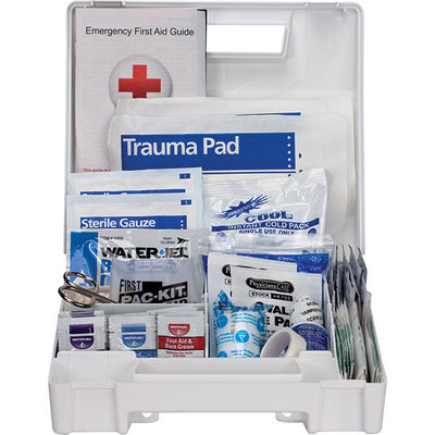 25-Person ANSI A Weatherproof First Aid Kit, Plastic w/ Dividers, 1/Each - 90588