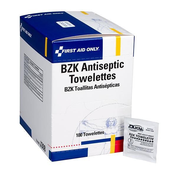 BZK Antiseptic Towelettes, 100/Box - J308