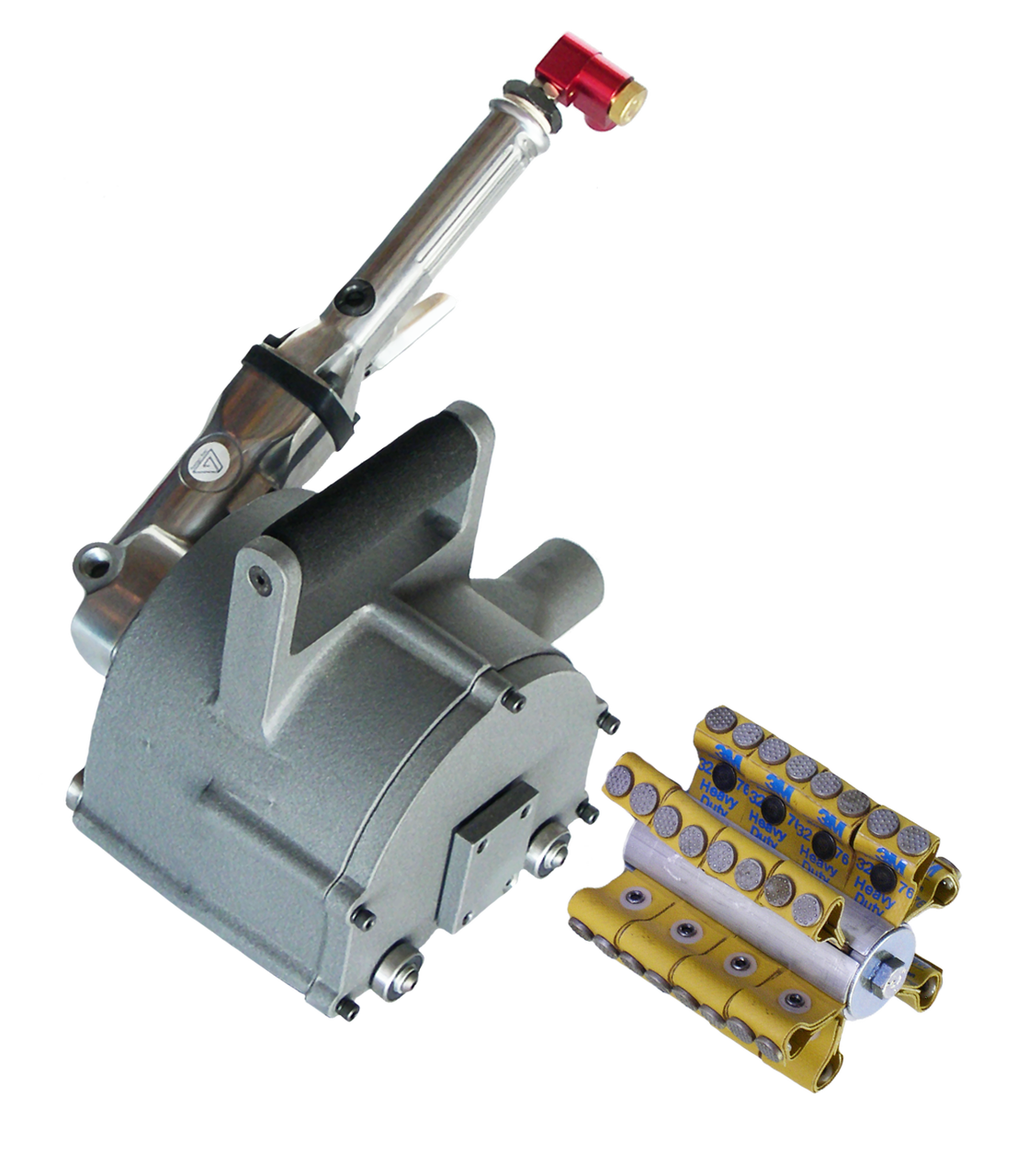 Heavy Duty 4 inch Rotopeen Air Powered Shrouded Power Tool Kit with C Flap Hub Assembly