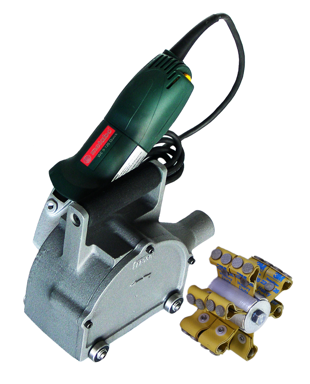 Heavy Duty 2 1/4 inch Rotopeen Electric Shrouded Power Tool Kit With C Flap Assembly
