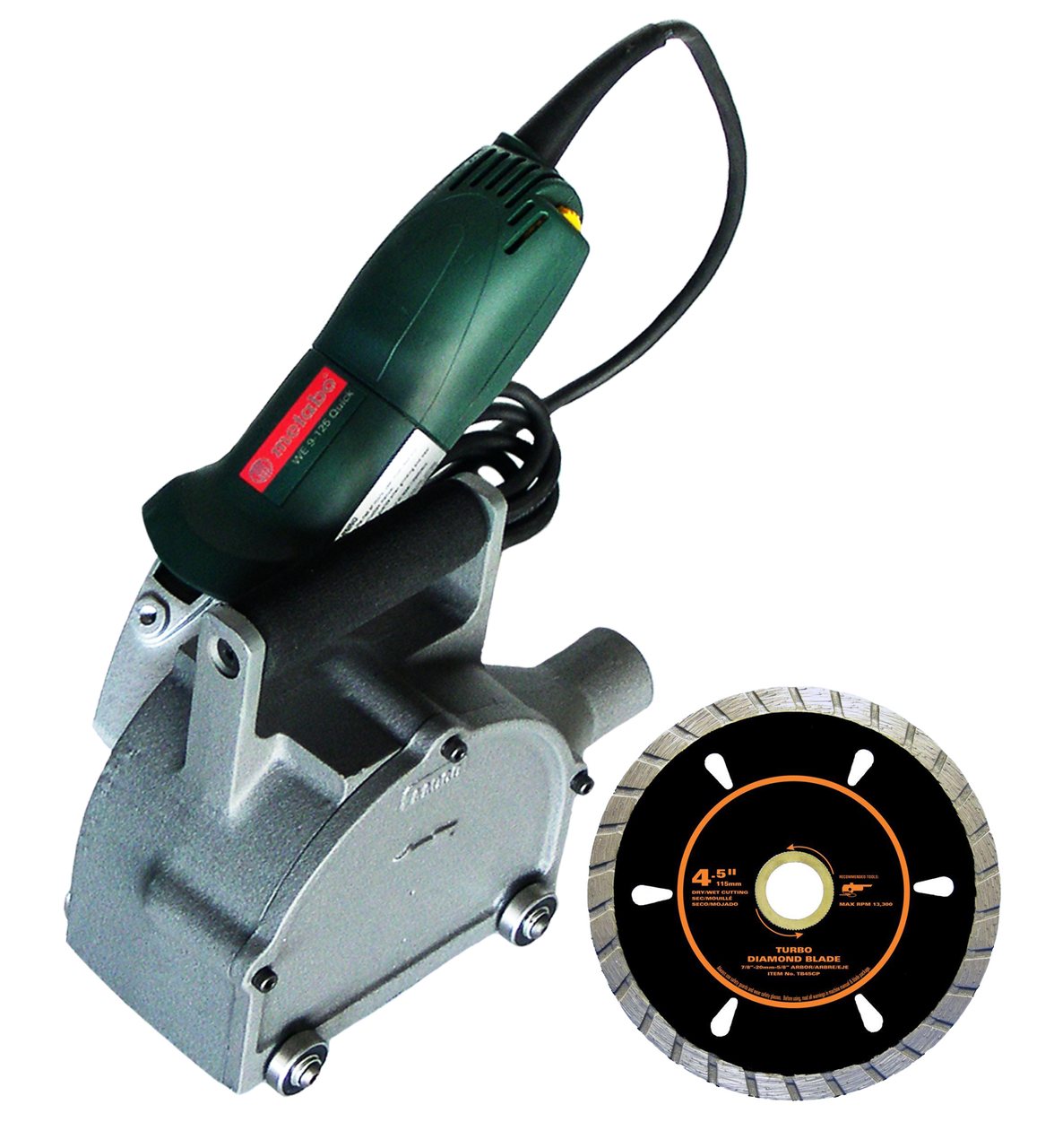 Heavy Duty 2 1/4 inch Rotopeen Electric Kit with 4 1/2 inch Diamond Turbo Cutting Blade and Dust Collection Attachment