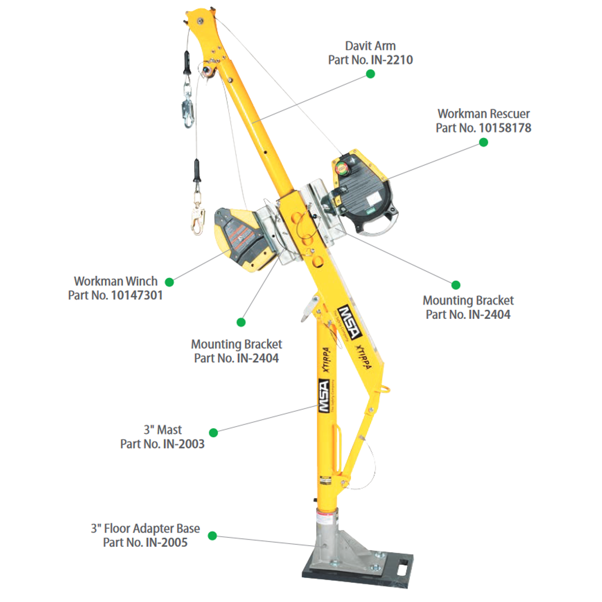 Xtirpa 24" Reach Adapter Base Complete Confined Space Entry System w/ MSA Workman 50' SRL