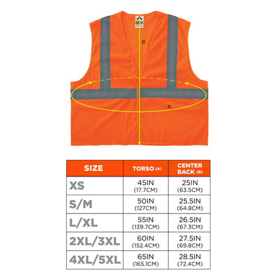 Ergodyne GloWear 8205HL Mesh Hi-Vis Safety Vest - Type R, Class 2, Hook + Loop, No Pockets - Orange