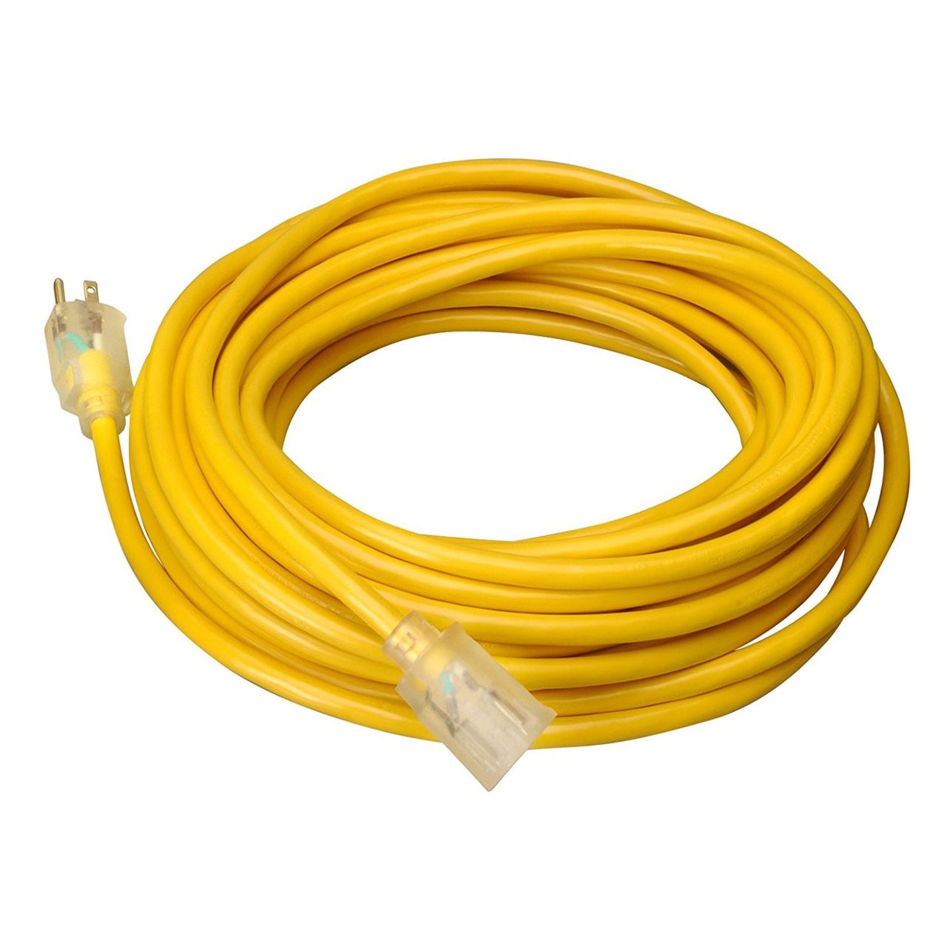50 ft. Yellow 12/3 Vinyl Outdoor Extension Cord with Lighted End