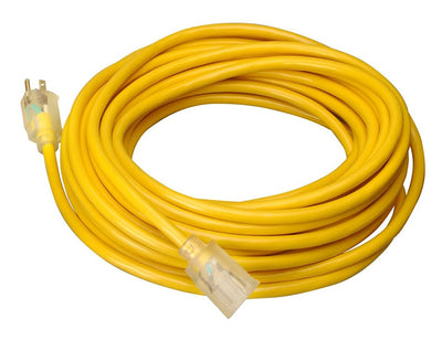 50 ft. Yellow 12/3 Vinyl Outdoor Extension Cord with Lighted End