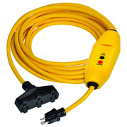 100 ft. Yellow Inline 15 AMP GFCI Cord Set with Triple Tap Connector