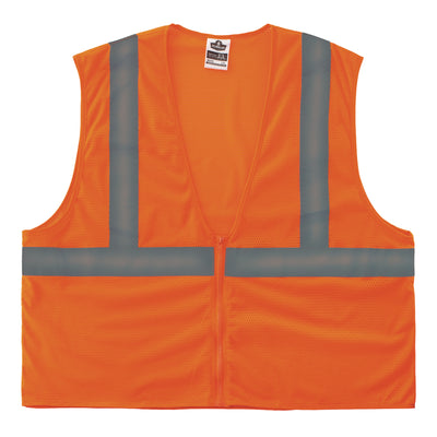 Ergodyne GloWear 8205Z Mesh Hi-Vis Safety Vest - Type R, Class 2 - Zipper, No Pockets - Orange