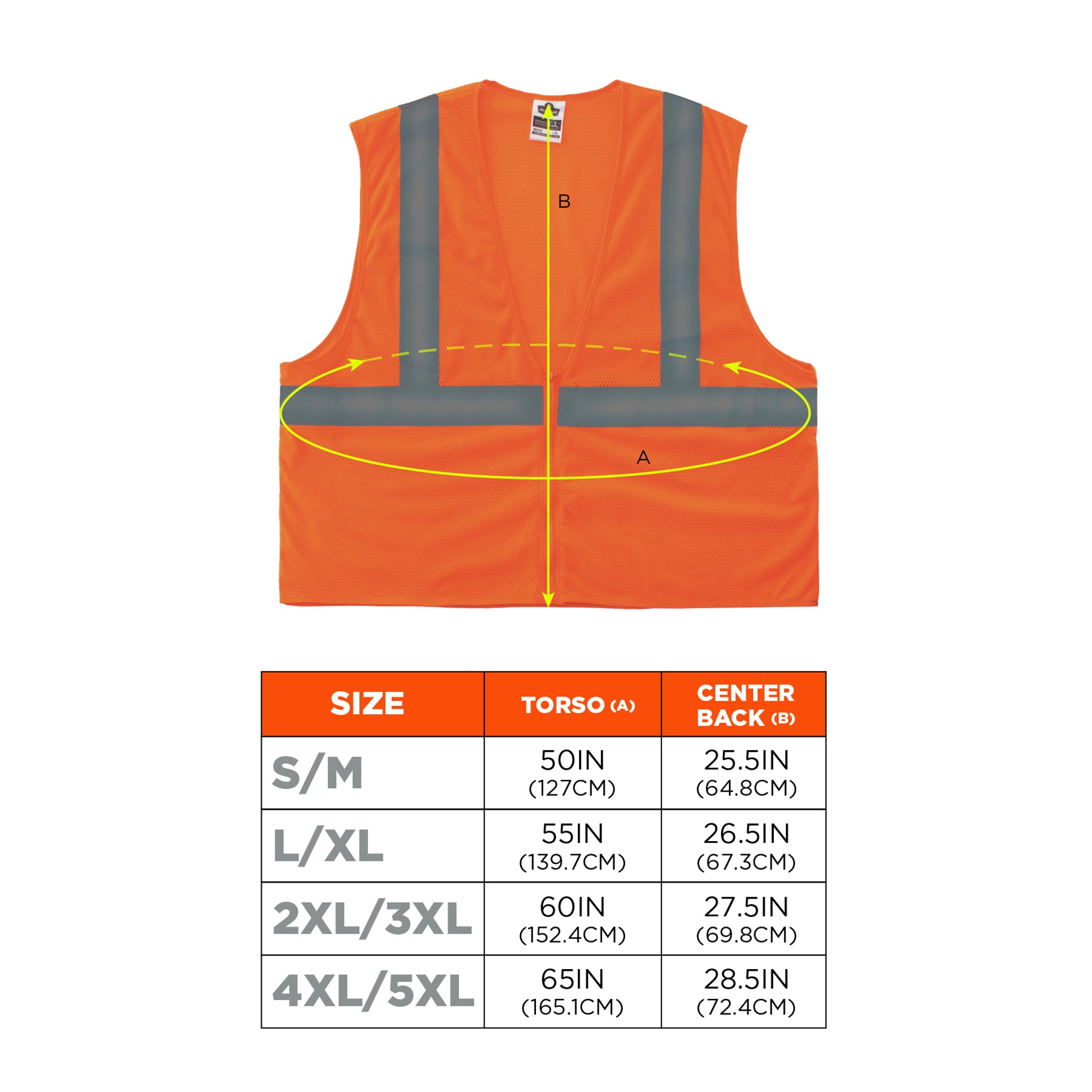 Ergodyne GloWear 8205Z Mesh Hi-Vis Safety Vest - Type R, Class 2 - Zipper, No Pockets - Orange
