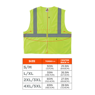 Ergodyne GloWear 8205Z Mesh Hi-Vis Safety Vest - Type R, Class 2 - Zipper, No Pockets - Lime