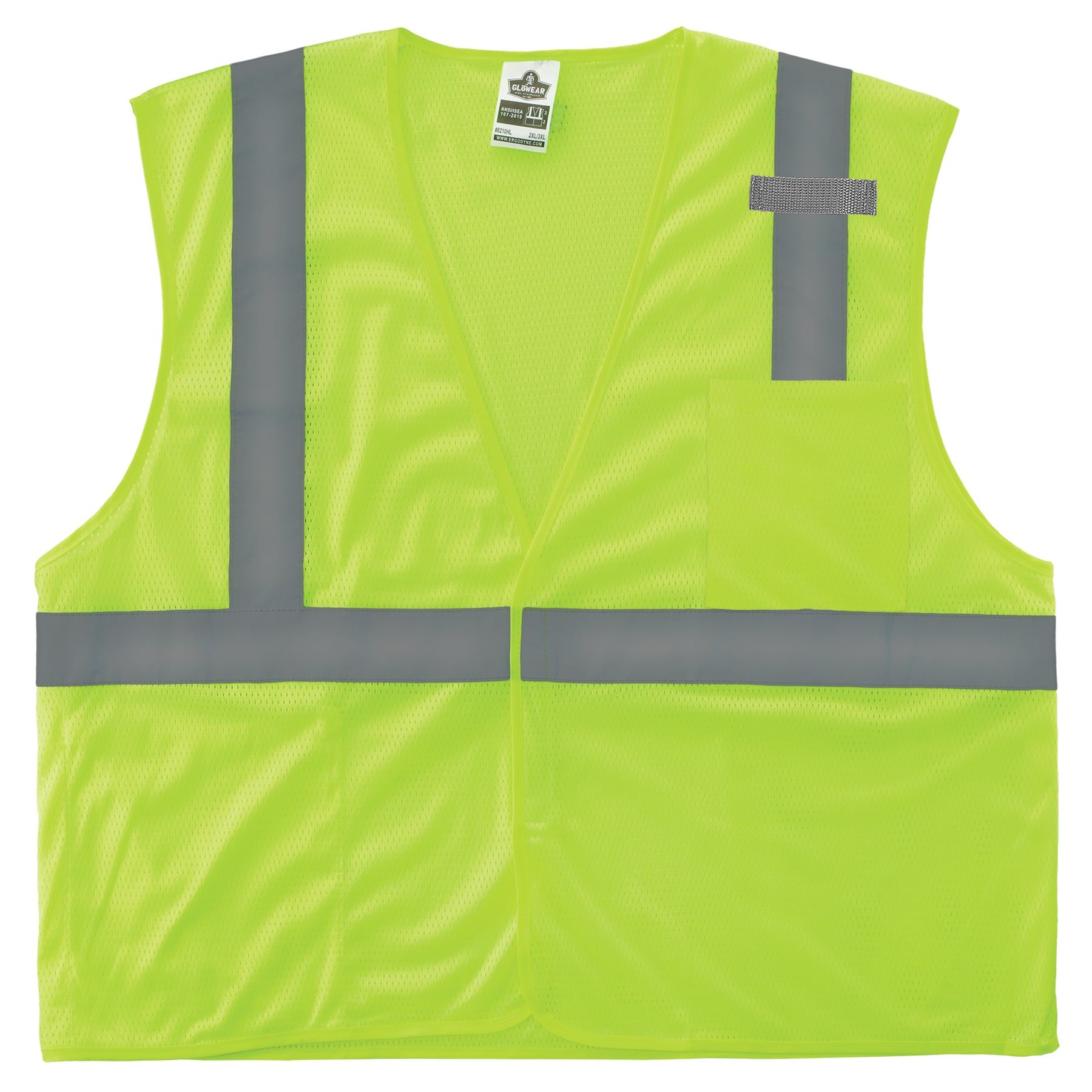 Ergodyne GloWear 8210HL Mesh Hi-Vis Safety Vest - Type R, Class 2, Hook & Loop, Economy - Lime