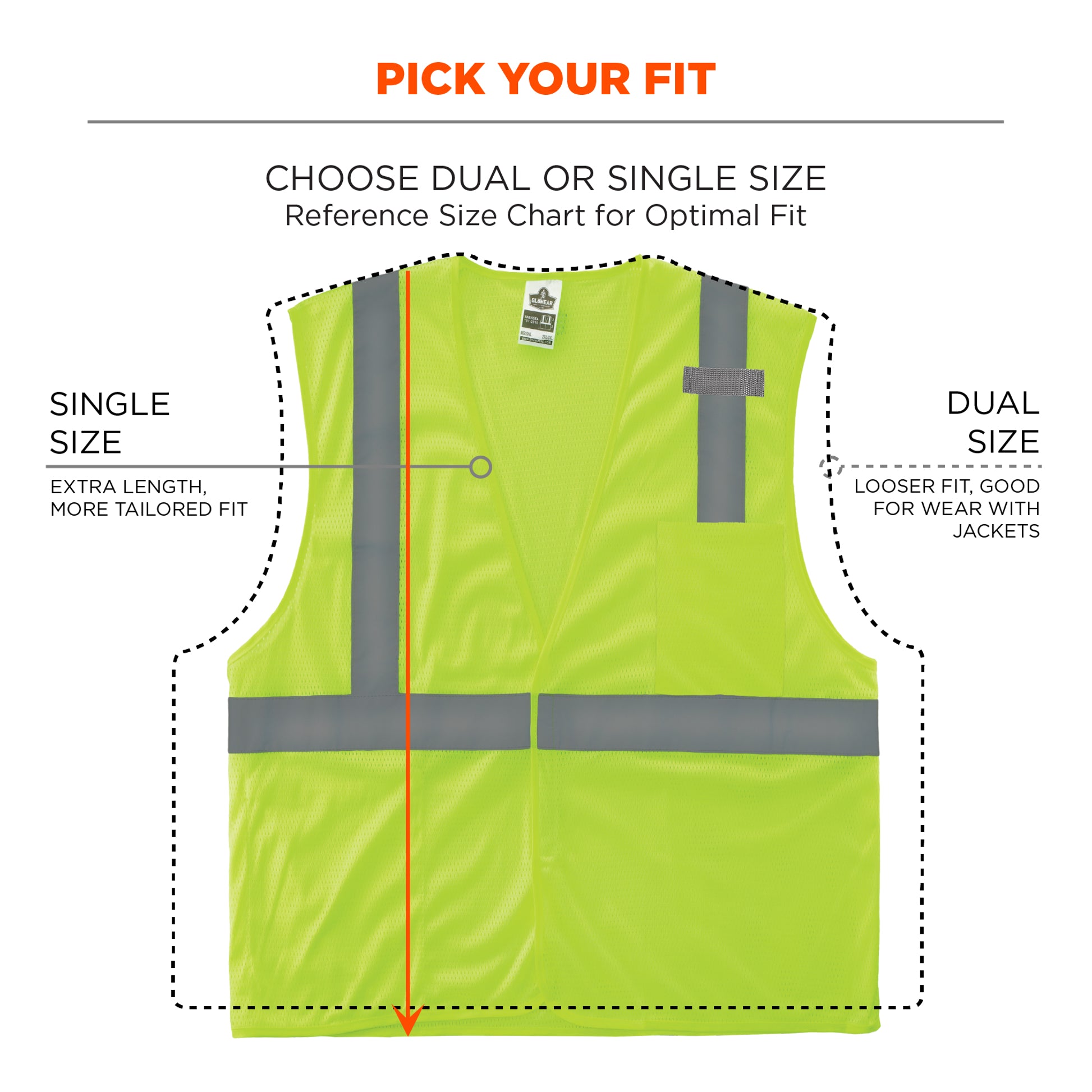 Ergodyne GloWear 8210HL Mesh Hi-Vis Safety Vest - Type R, Class 2, Hook & Loop, Economy - Lime