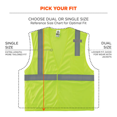 Ergodyne GloWear 8210HL Mesh Hi-Vis Safety Vest - Type R, Class 2, Hook & Loop, Economy - Lime