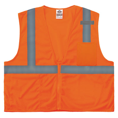 Ergodyne GloWear 8210Z Mesh Hi-Vis Safety Vest - Type R, Class 2, Zipper, Economy - Orange