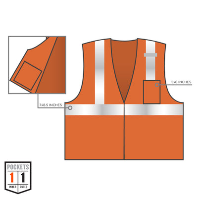 Ergodyne GloWear 8210Z Mesh Hi-Vis Safety Vest - Type R, Class 2, Zipper, Economy - Orange