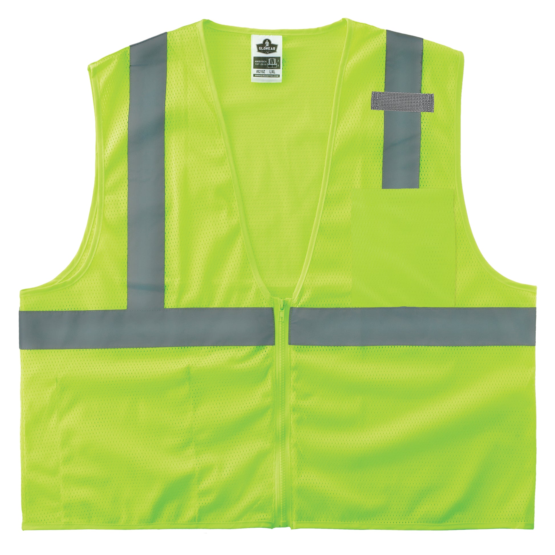 Ergodyne GloWear 8210Z Mesh Hi-Vis Safety Vest - Type R, Class 2, Zipper, Economy - Lime
