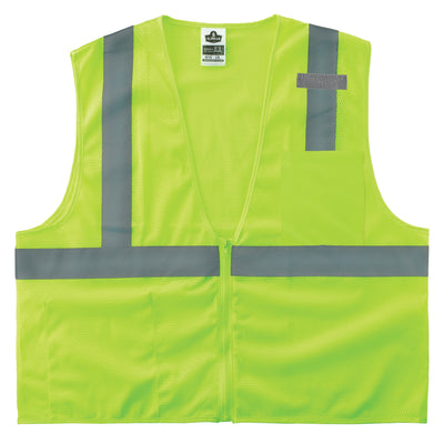 Ergodyne GloWear 8210Z Mesh Hi-Vis Safety Vest - Type R, Class 2, Zipper, Economy - Lime
