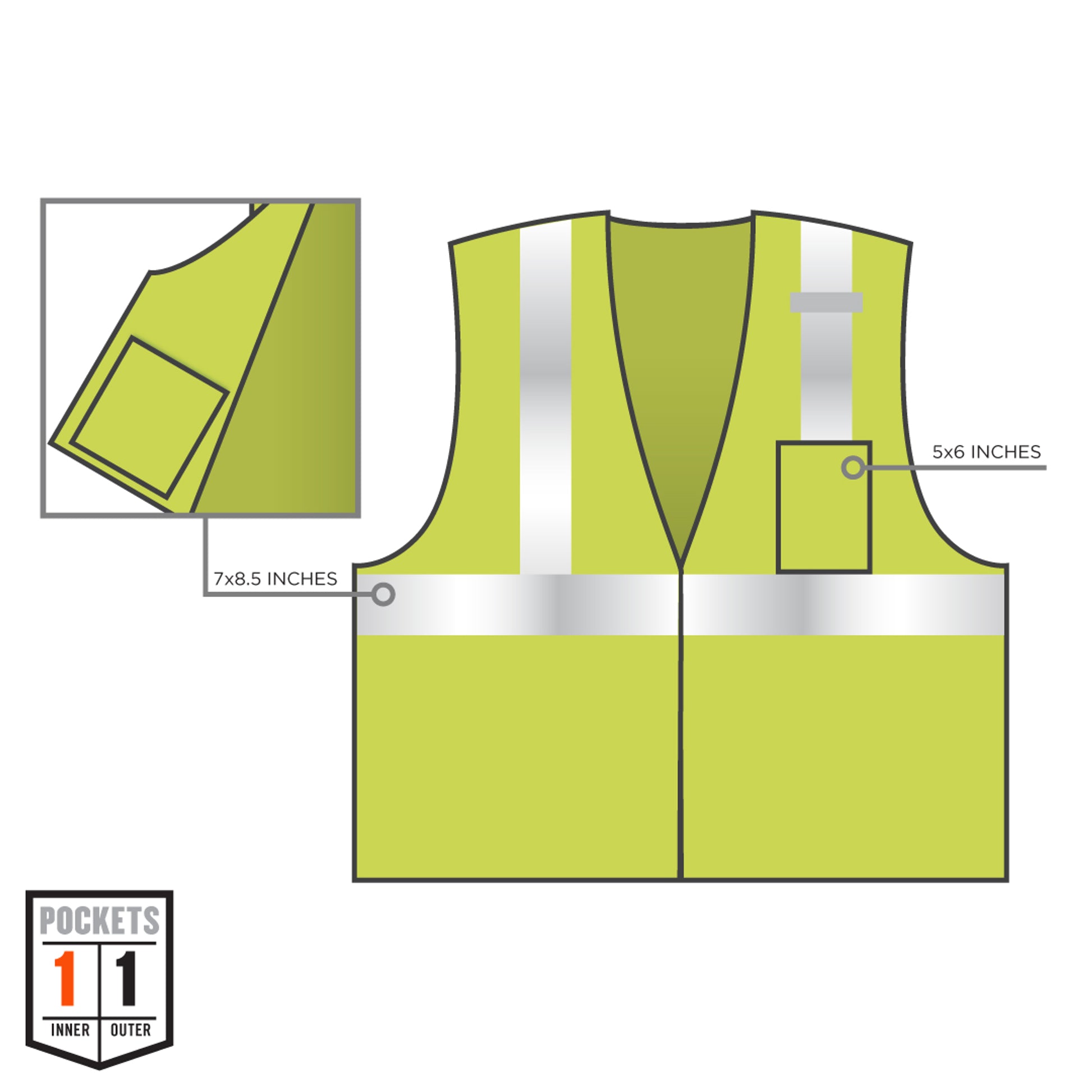 Ergodyne GloWear 8210Z Mesh Hi-Vis Safety Vest - Type R, Class 2, Zipper, Economy - Lime