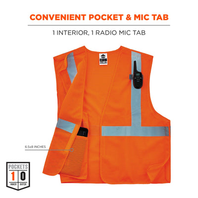 Ergodyne GloWear 8215BA Breakaway Mesh Hi-Vis Safety Vest - Type R, Class 2, Economy - Orange
