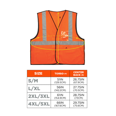 Ergodyne GloWear 8216BA Breakaway Mesh Hi-Vis Safety Vest - Type R, Class 2, ID Badge Holder - Orange