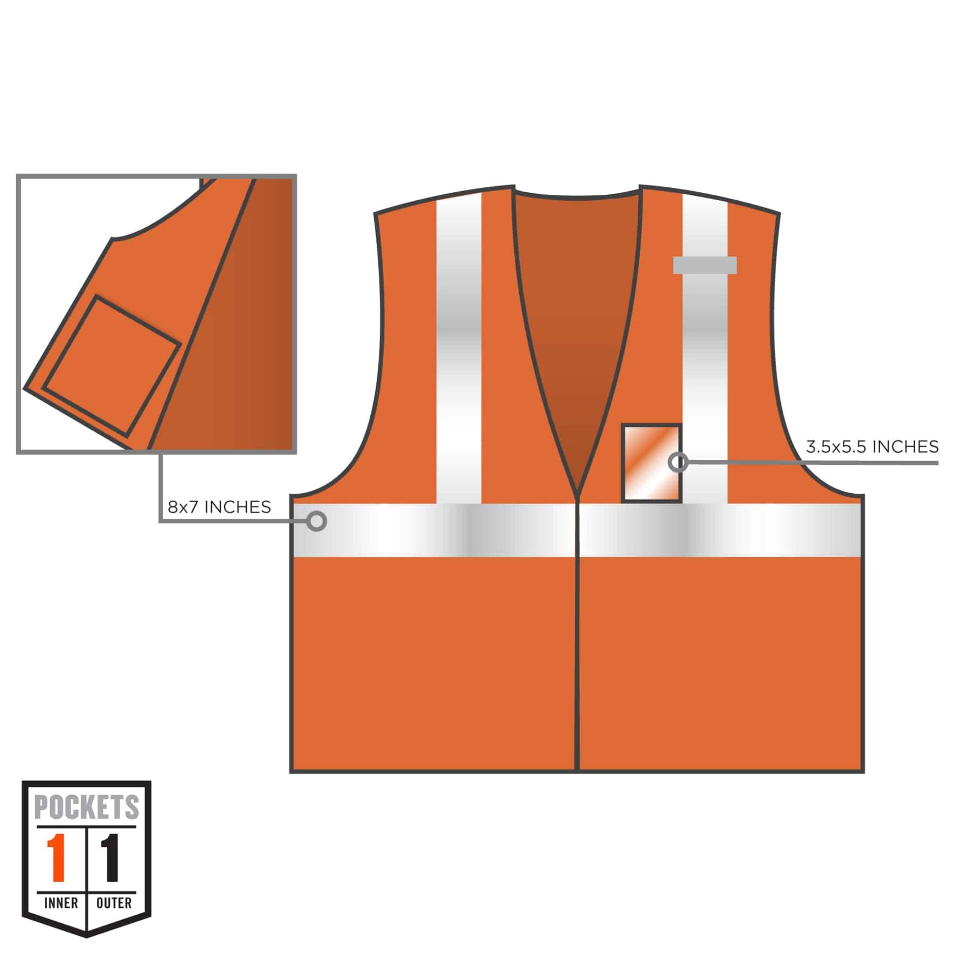 Ergodyne GloWear 8216BA Breakaway Mesh Hi-Vis Safety Vest - Type R, Class 2, ID Badge Holder - Orange