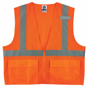 Ergodyne GloWear 8220Z Mesh Hi-Vis Safety Vest - Type, R Class 2, Zipper, Standard - Orange