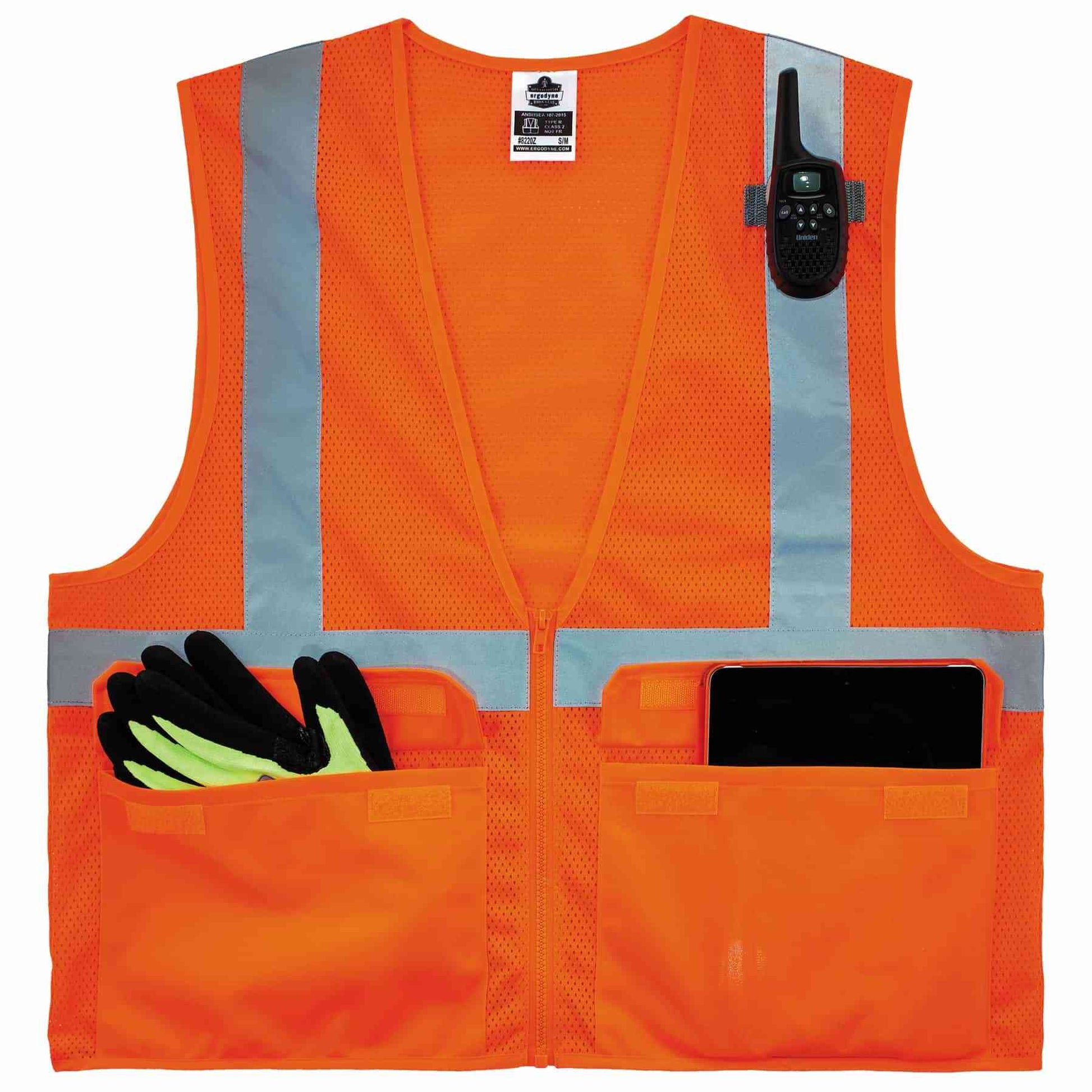 Ergodyne GloWear 8220Z Mesh Hi-Vis Safety Vest - Type, R Class 2, Zipper, Standard - Orange