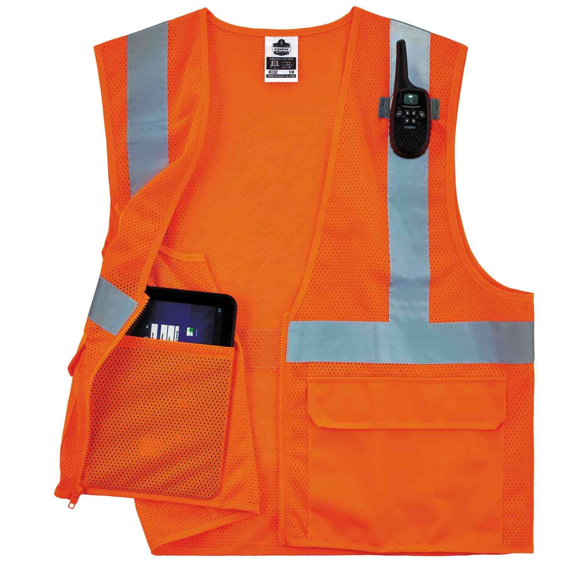 Ergodyne GloWear 8220Z Mesh Hi-Vis Safety Vest - Type, R Class 2, Zipper, Standard - Orange