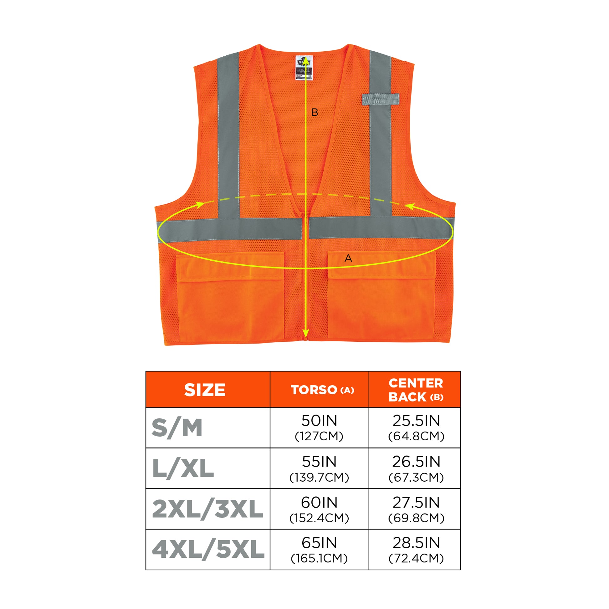 Ergodyne GloWear 8220Z Mesh Hi-Vis Safety Vest - Type, R Class 2, Zipper, Standard - Orange