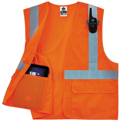 Ergodyne GloWear 8220HL Mesh Hi-Vis Safety Vest - Type R, Class 2, Hook & Loop, Standard - Orange