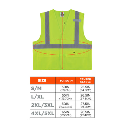 Ergodyne GloWear 8220HL Mesh Hi-Vis Safety Vest - Type R, Class 2, Hook & Loop, Standard - Lime