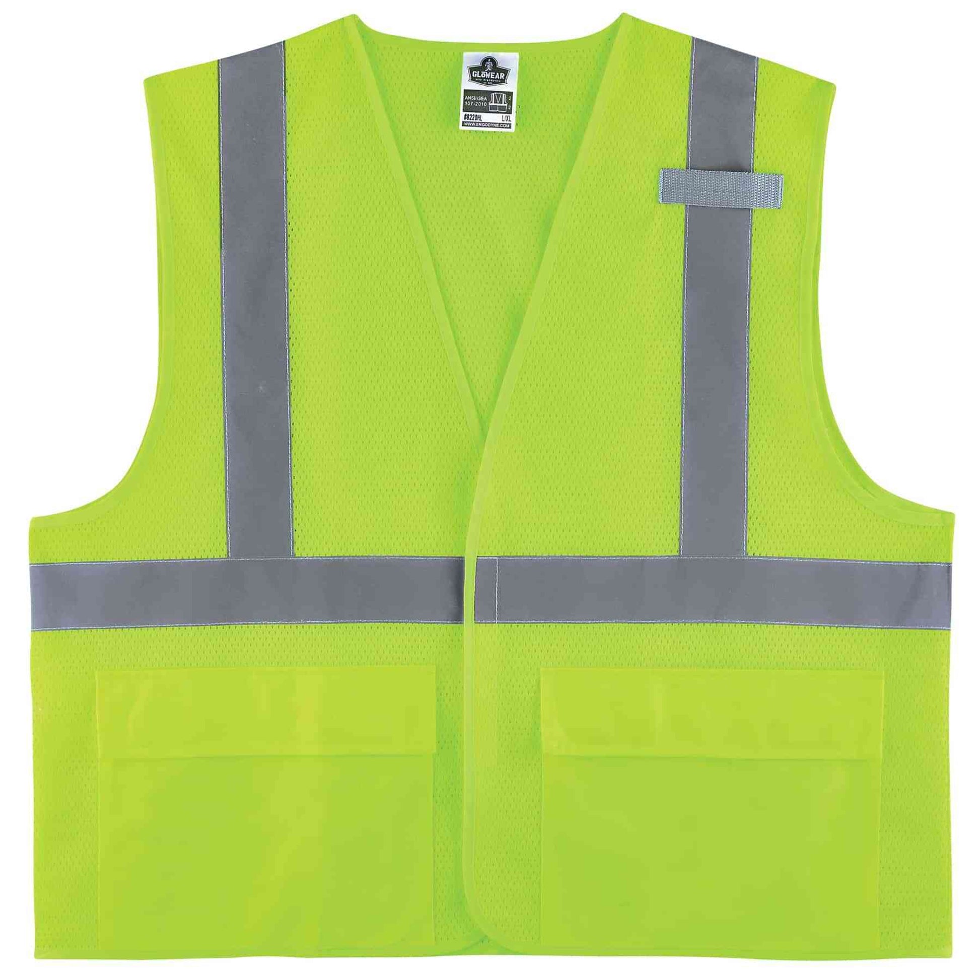 Ergodyne GloWear 8220HL Mesh Hi-Vis Safety Vest - Type R, Class 2, Hook & Loop, Standard - Lime