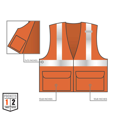 Ergodyne GloWear 8225Z Solid Hi-Vis Safety Vest - Type R, Class 2, Standard, Zipper - Orange