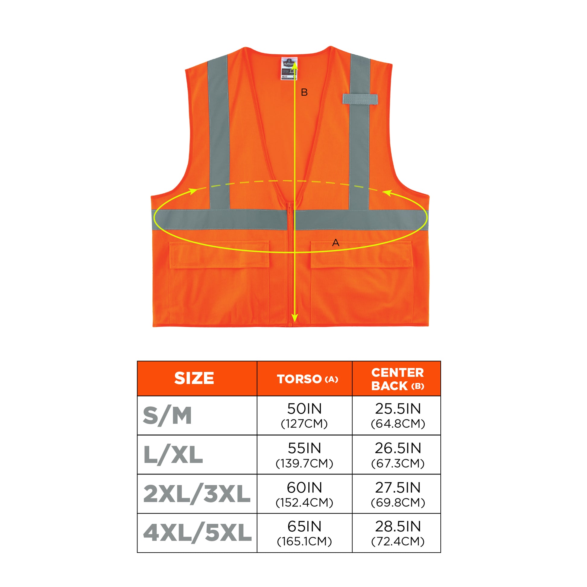 Ergodyne GloWear 8225Z Solid Hi-Vis Safety Vest - Type R, Class 2, Standard, Zipper - Orange