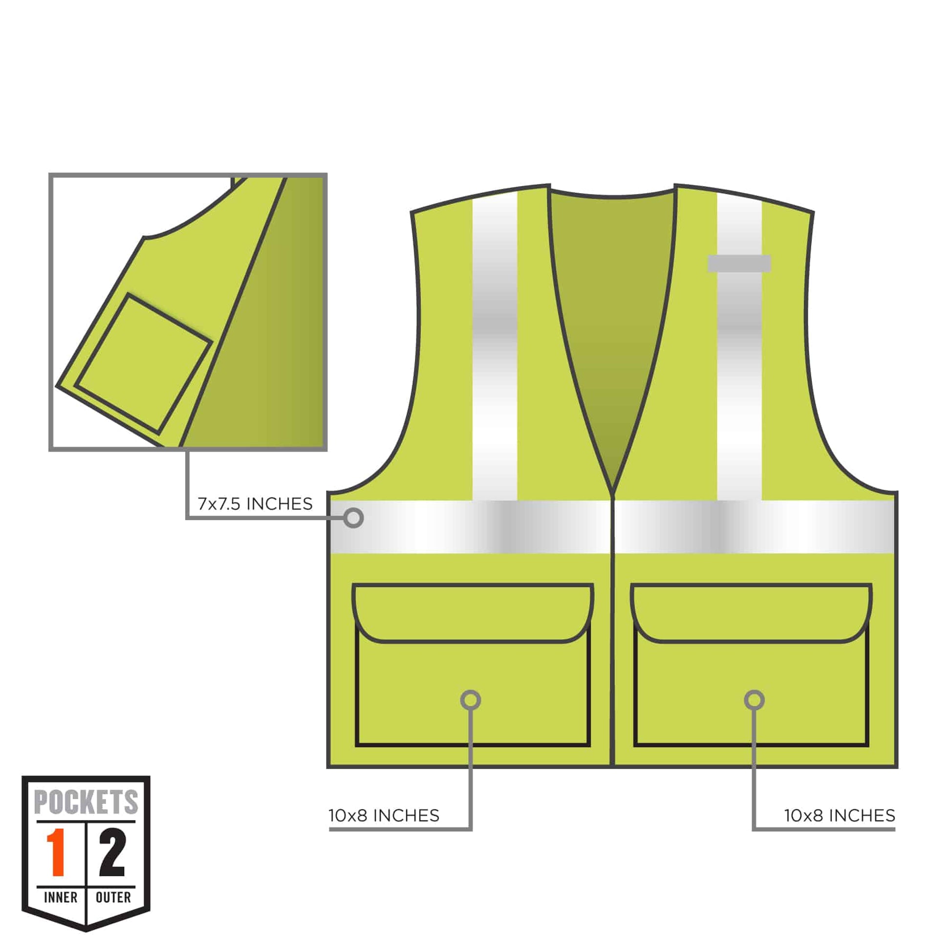Ergodyne GloWear 8225Z Solid Hi-Vis Safety Vest - Type R, Class 2, Standard, Zipper - Lime
