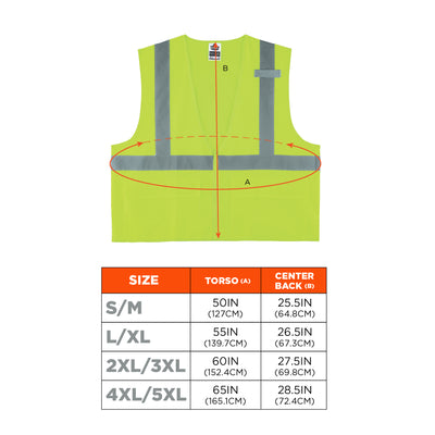 Ergodyne GloWear 8225Z Solid Hi-Vis Safety Vest - Type R, Class 2, Standard, Zipper - Lime