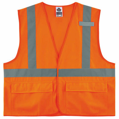 Ergodyne GloWear 8225HL Solid Hi-Vis Safety Vest - Type R, Class 2, Standard, Hook & Loop - Orange