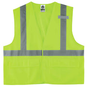Ergodyne GloWear 8225HL Solid Hi-Vis Safety Vest - Type R, Class 2, Standard, Hook & Loop - Lime