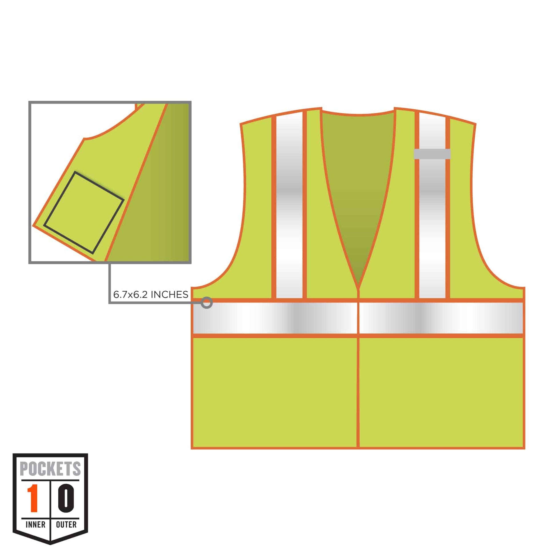 Ergodyne GloWear 8229Z Two-Tone Hi-Vis Safety Vest - Type R, Class 2, Zipper, Economy - Lime
