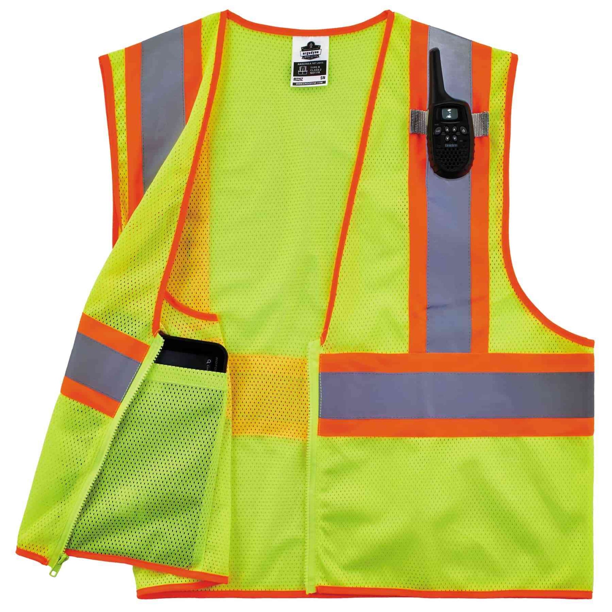 Ergodyne GloWear 8229Z Two-Tone Hi-Vis Safety Vest - Type R, Class 2, Zipper, Economy - Lime